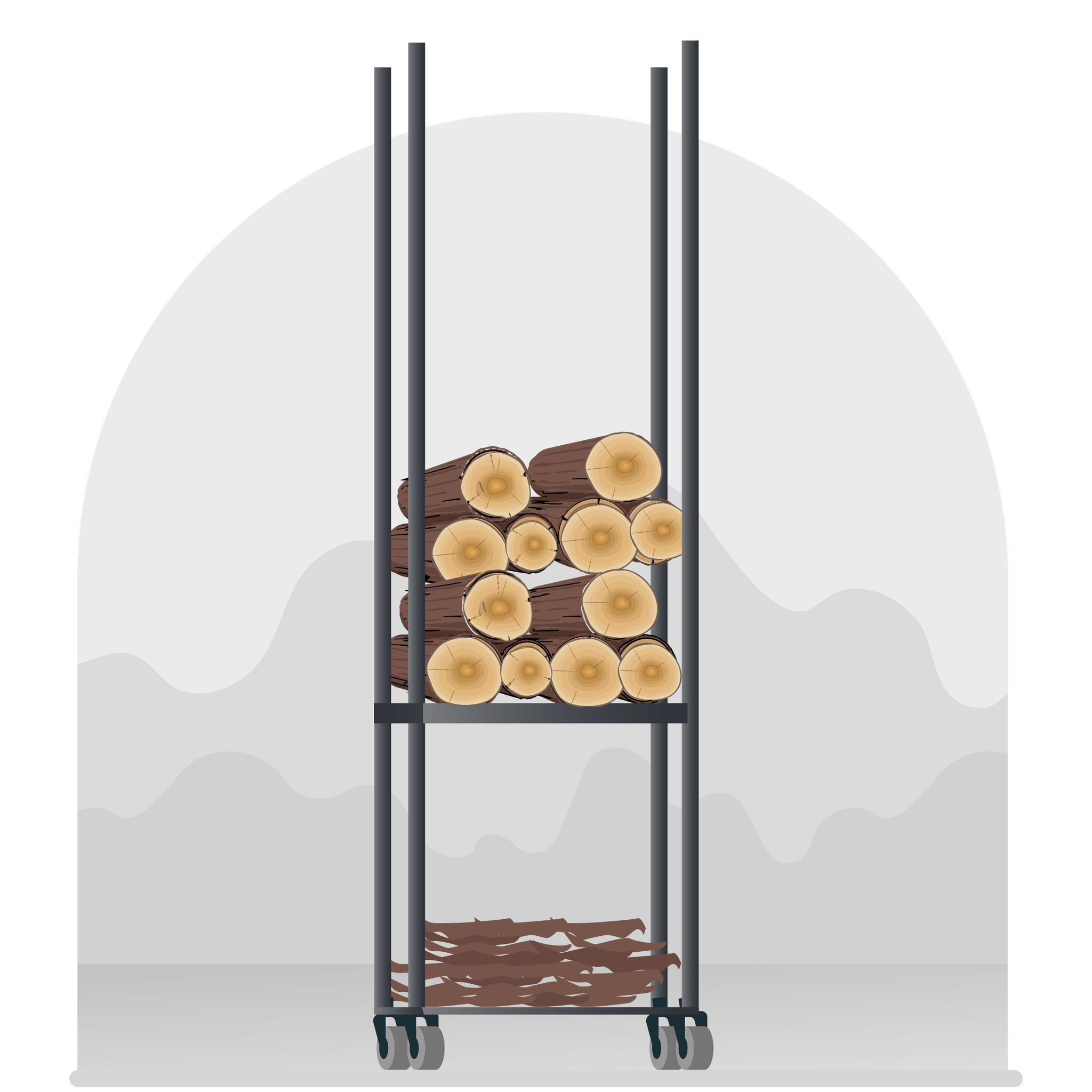 DIY welded firewood rack illustration