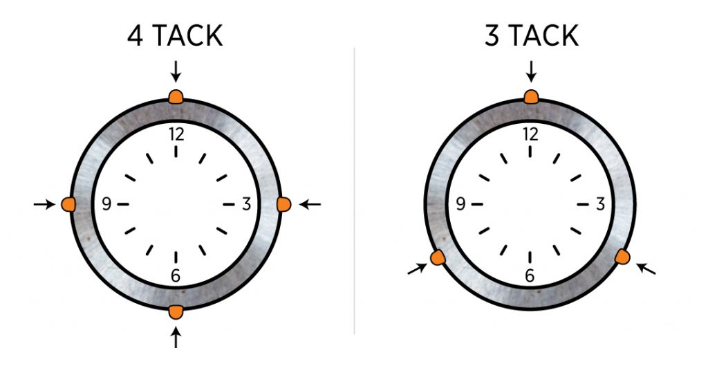 4 tack and 3 tack positions for pipe welding 