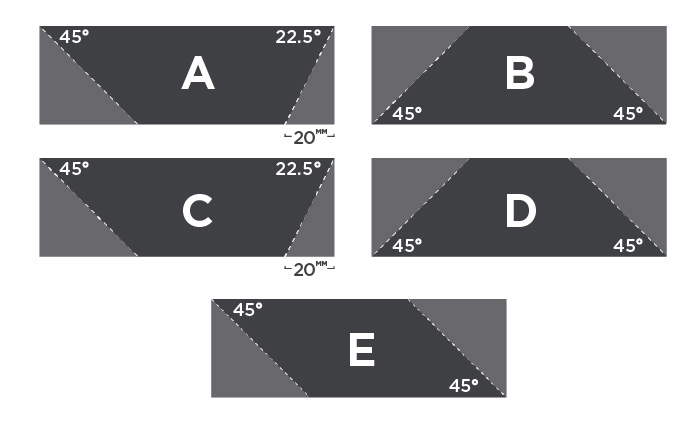 Flat Bar Angles Diagram for all five pieces of metal
