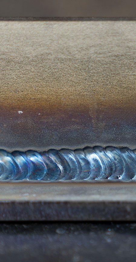 Example of a blue/purple coloured TIG weld