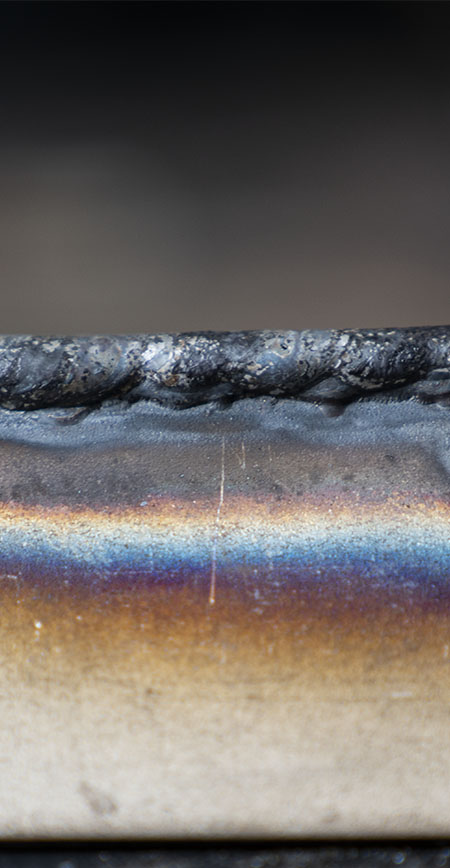 Example of a grey/black coloured TIG weld