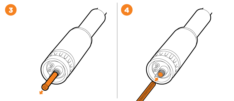 Steps 3 and 4 on changing a torch liner